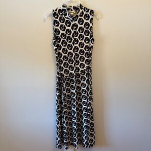 Boden Black & White Geometric Sleeveless Midi Dress Size 6